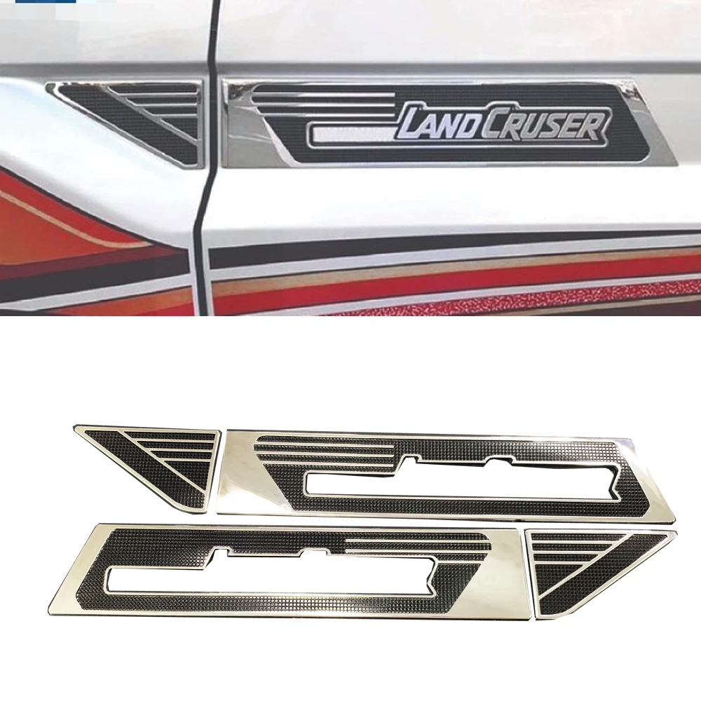chro me Side Emblem Sticker Trim for to yo ta Land Cruiser LC70 71 76 77 79 FJ70 FJ79 Accessories