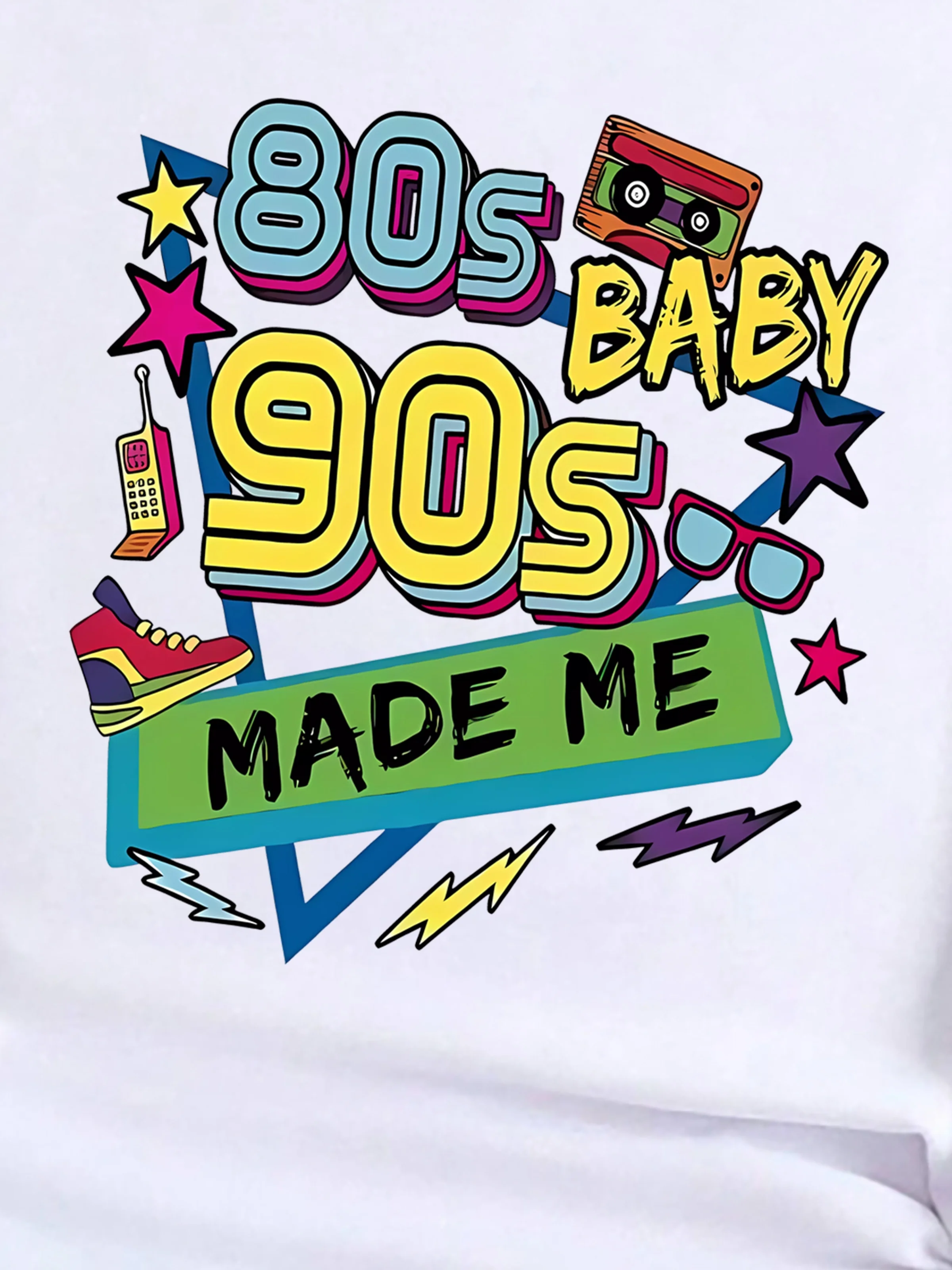 Plus Size Women's 80s Retro Graphic T-Shirt Colorful Star Number Print Casual Short Sleeve Top, Breathable Semi-Sheer Fabric