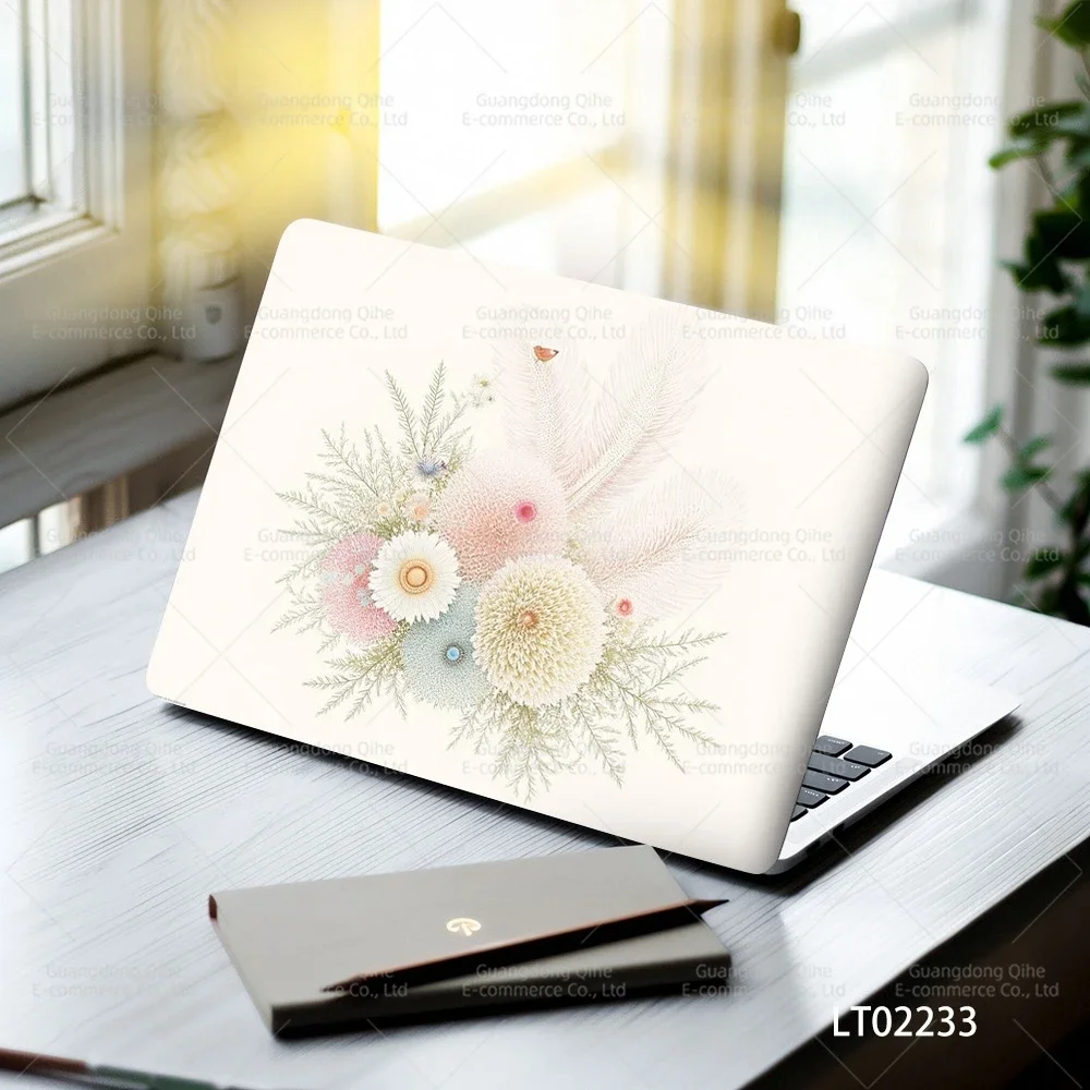 2 stuks verwijderbare bloemstickers voor laptop PVC esthetische stickers zelfklevende peel off geen residu tablethuid macbook skin