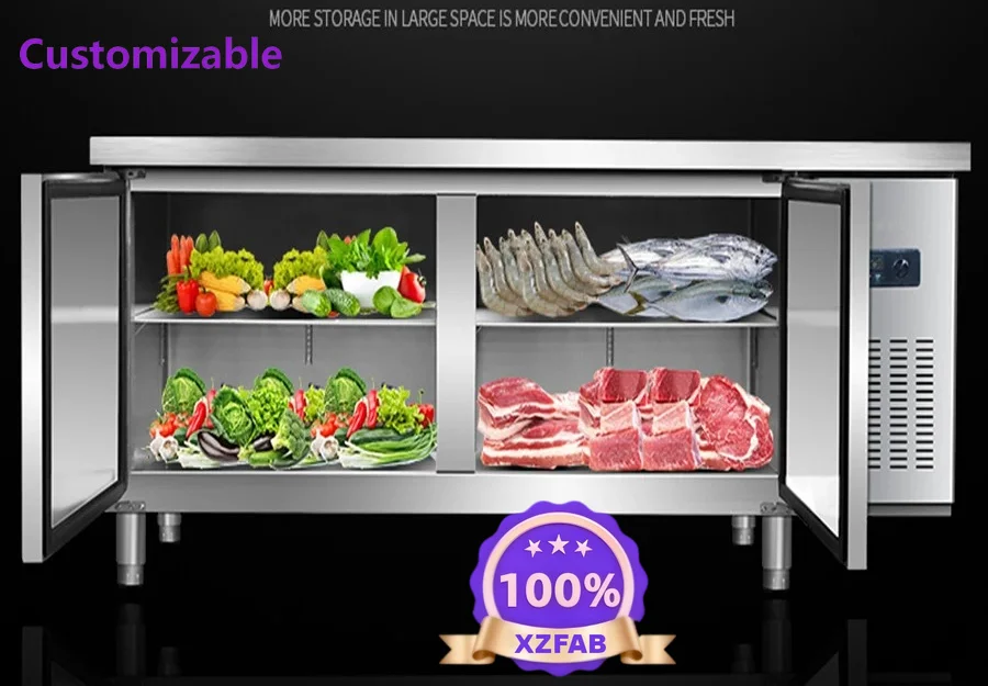 Factory Direct 2026 Commercial Kitchen Stainless Steel Horizontal Flat Freezer Refrigerator Refrigeration Freezing Double Temper