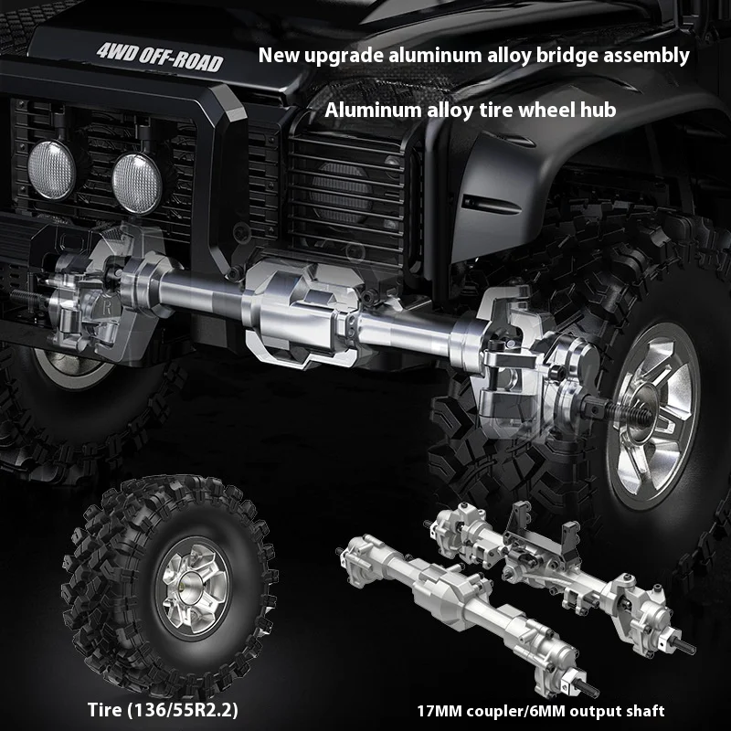 2.4G volledige schaal afstandsbediening simulatie van H8h + detectie borstelloos 3-seconden off-road klimvoertuigmodel op weg naar het westen
