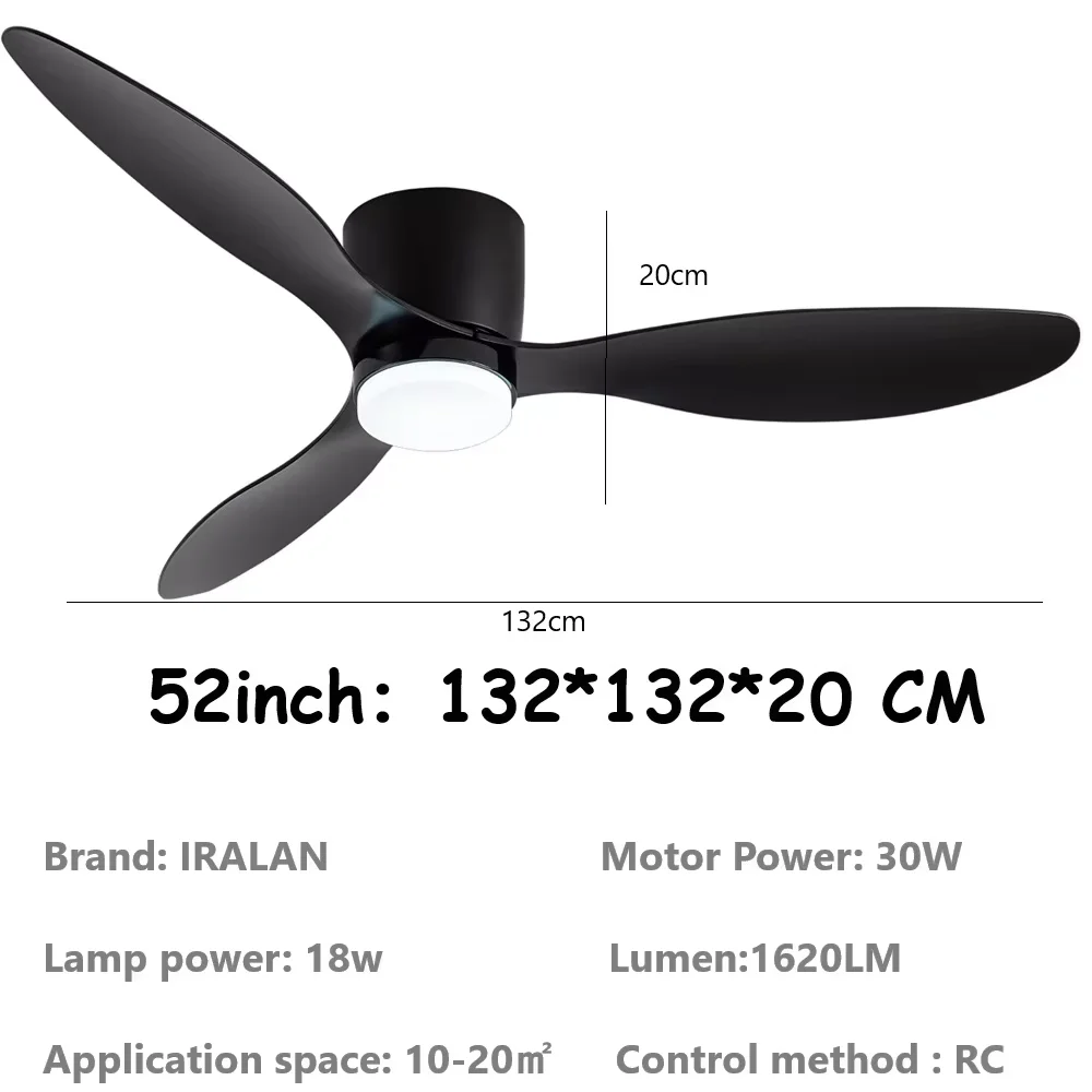 IRALAN plafondventilator met led-licht afstandsbediening grote minimalistische coole plafondlamp voor binnen ventilator slaapkamer woonkamer eetkamer