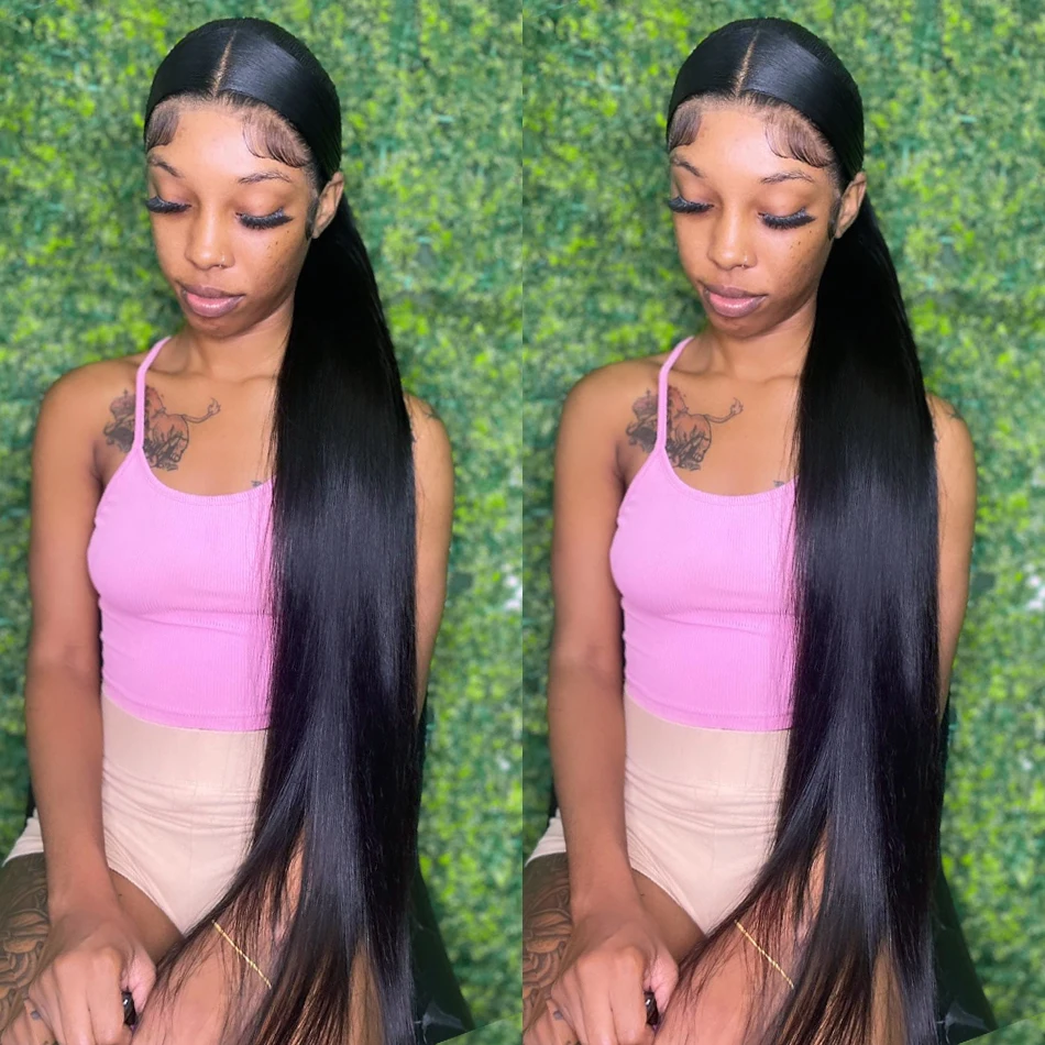 Straight Lace Front Perucas para Mulheres, 13x4, 13x6, HD Lace Frontal, 30, 40 Inch, 360 Bone Straight Human Hair, 4x4, 5x5