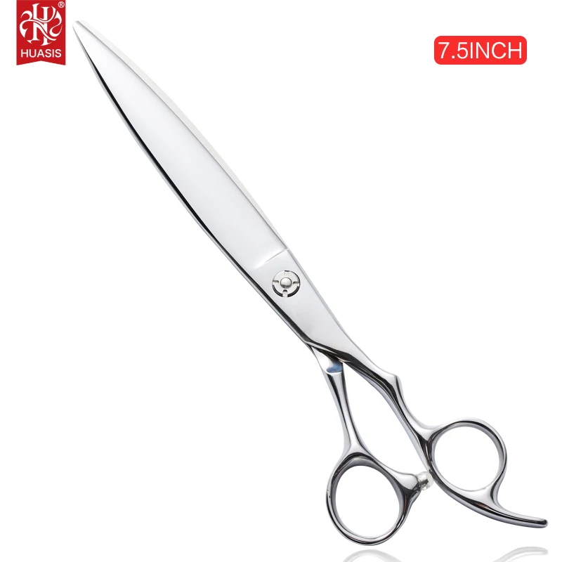 HUASIS DQ83-75 Pet Grooming Scissors 7.5inch Willow-Shaped Blade Professional 440C Stainless Steel Grooming Shear for Animals