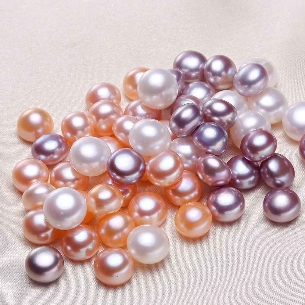 100% Natural Pearls Stud Earrings Bead Half Drilled Hole Freshwater Pearl Bread Beads for Jewelry Making DIY Earring Accessories