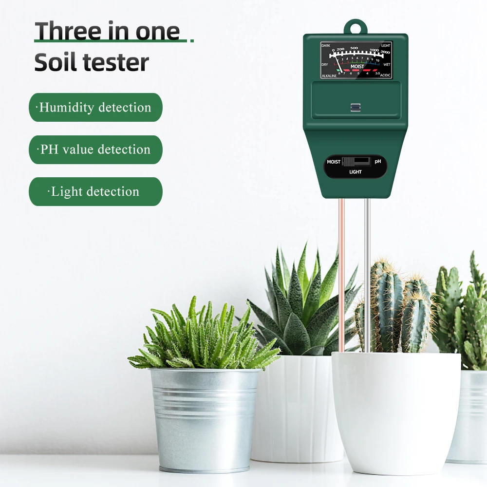 Medidor de humedad del suelo 3 en 1, medidor de PH del suelo, medidor de humedad, analizador hidropónico, Detector de jardinería, higrómetro