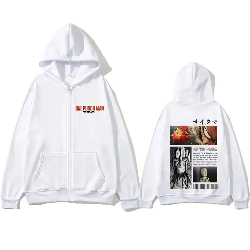 

Anime One Punch Man Saitama Graphic Zipper Hoodie Men Women Cartoon Manga Fashion Streetwear Men's Oversized Zip Up Jacket Coat
