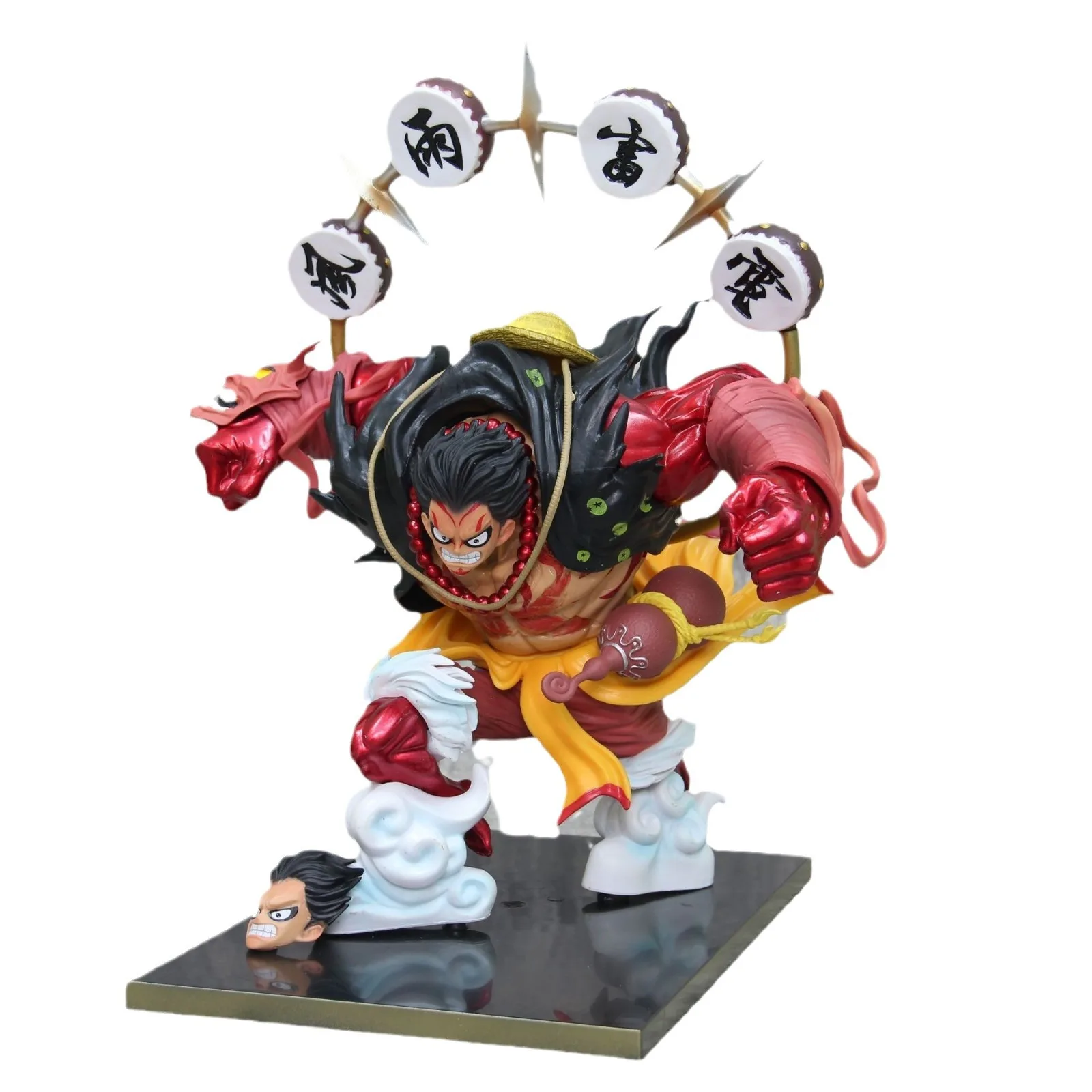 Luffy Fourth Gear Kabuki Thunder Attack Anime Figure Model Statue Collection, Décoration de bureau, Ornement, Jouet Cadeau, 33cm, 1 Pc