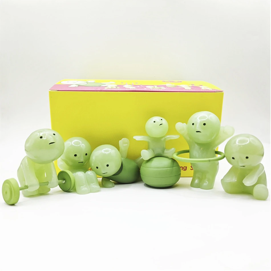 Smiski Hippers صندوق أعمى اليوغا اللياقة البدنية سلسلة شخصية صغيرة لطيف Noctilucent الديكور دمية غرفة نوم اللياقة البدنية سلسلة لعبة مجسمة هدية