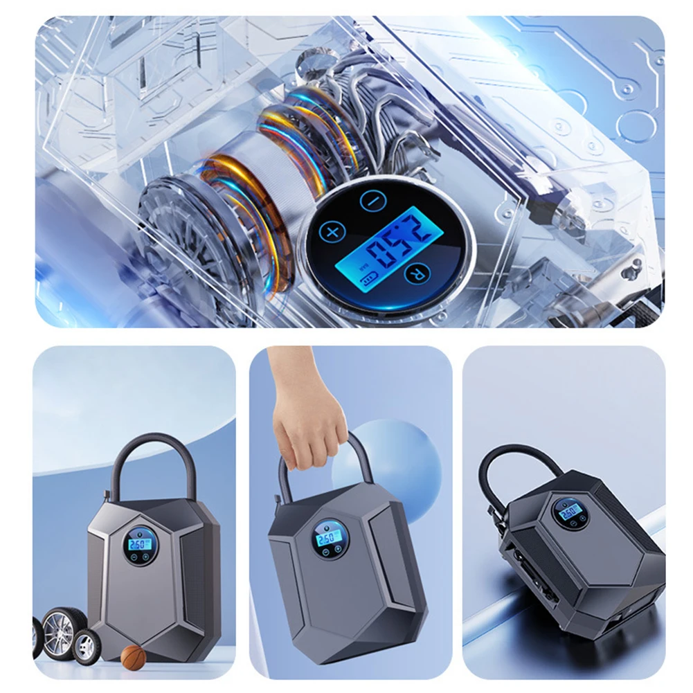 

Автомобильный велосипедный насос для шин, воздушный насос постоянного тока 12 В, портативный надувной насос, высокоточная светодиодная лампа для накачивания шин для авто, мотоциклов, велосипедов