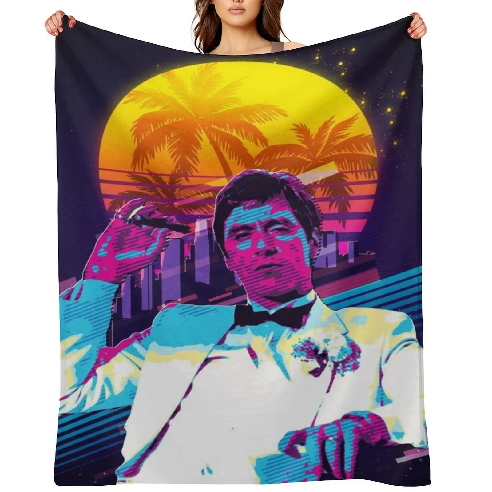 

Classic Cinema Art: Scarface Movie Print Featuring Al Pacino Throw Blanket wednesday Sofa Nap Blankets
