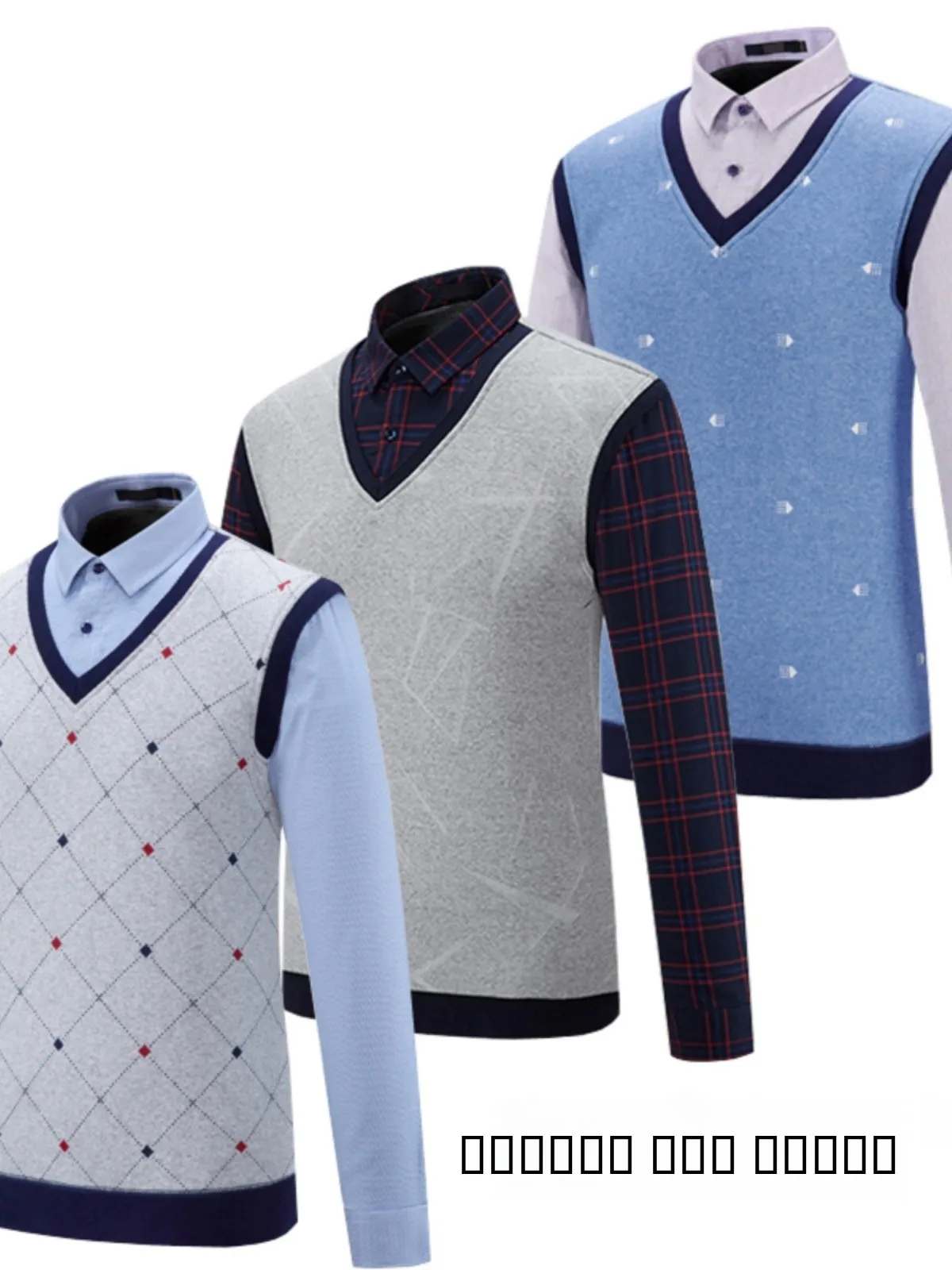 

Men's Knitted Sweater irt Collar Fce Lined Thiened Autumn Winter Faion Ci Sle Cotton Polyester Blend Long Sve