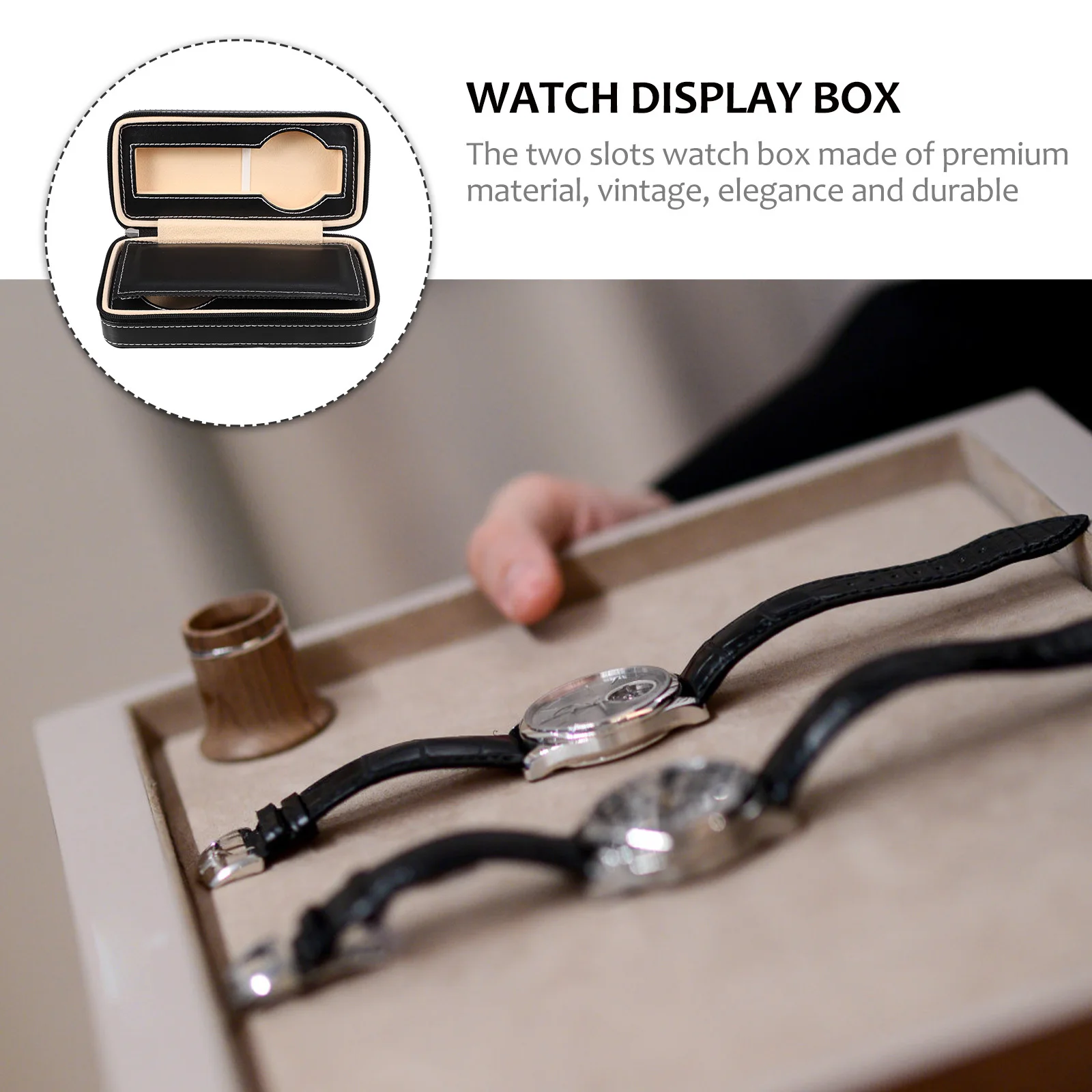 

1Pcs Watch Box Vintage Luxury Durable Storage Organizer Display Case Protective Two Slots Holder Great Gift for Christmas New
