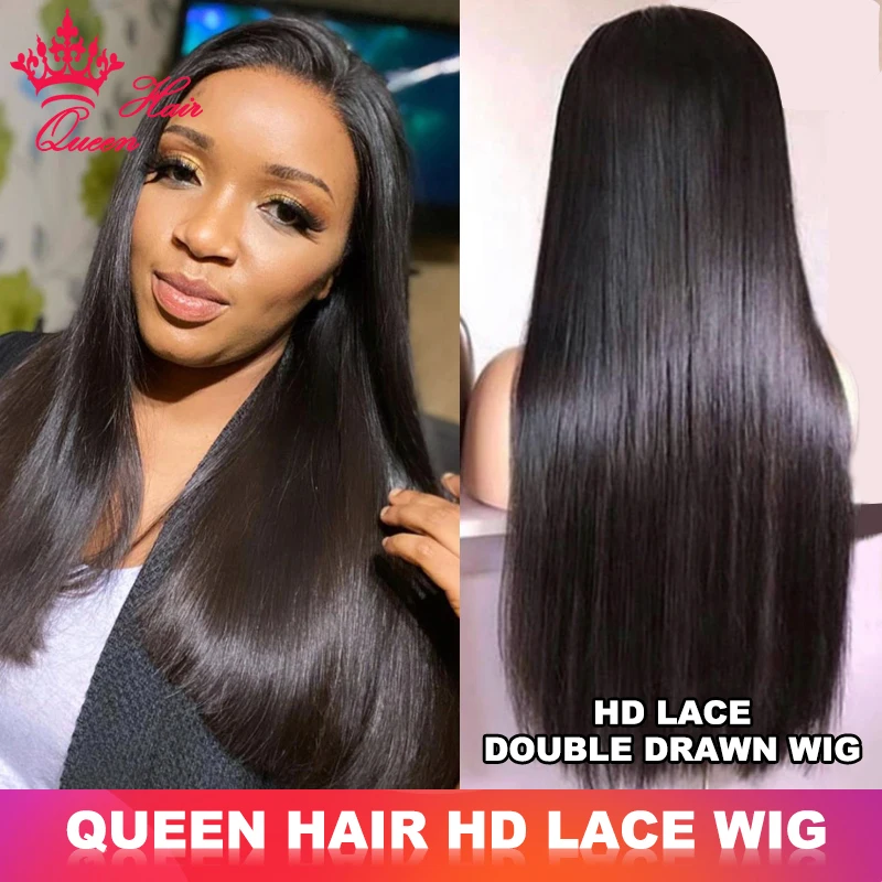 

Queen Hair Double Drawn Real HD Lace Wigs Vietnamese Hair Bone Straight Raw Virgin Human Hair Pre Plucked Full End Hair