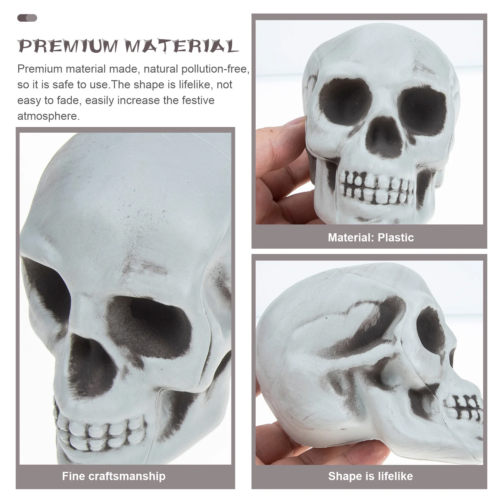 

8Pcs Halloween Skull Decoration Realistic Scary Haunted Prop Skull Head Ornament Party Supplies Tricky
