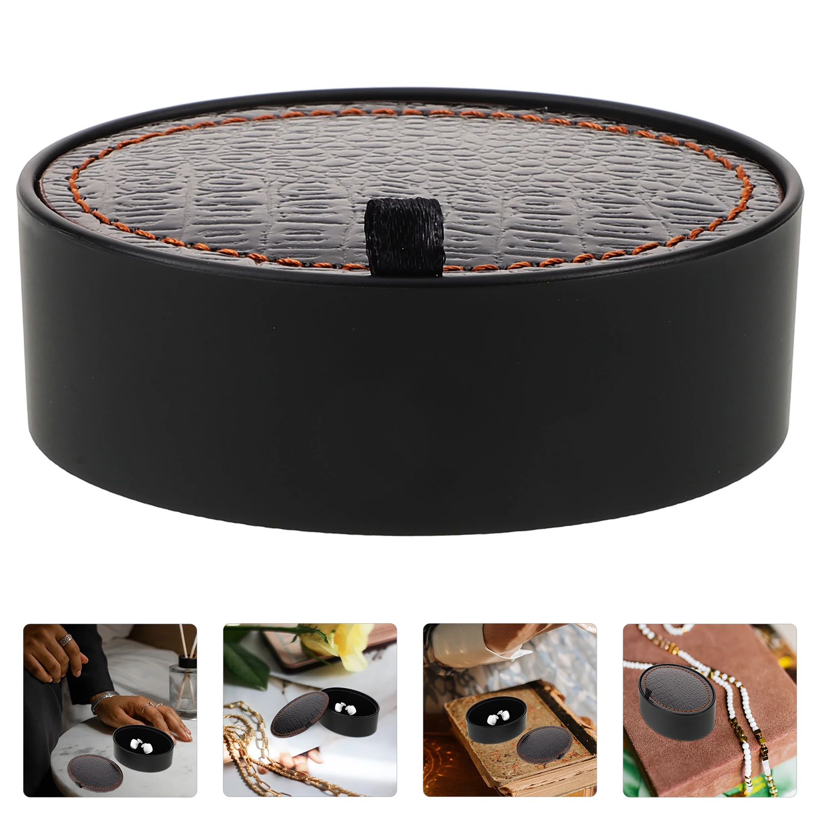 

PU Small Cufflink Gift Box Jewelry Display Case Rounded Keepsake Sleeve Button Storage Box Portable Organizer Jewelry Packaging