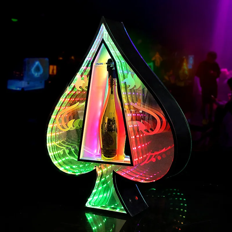 New LED Luminous Ace of Spades Glowing Glorifier Display VIP Service Tray Wine Bottle Presenter For Night Club Lounge Bar