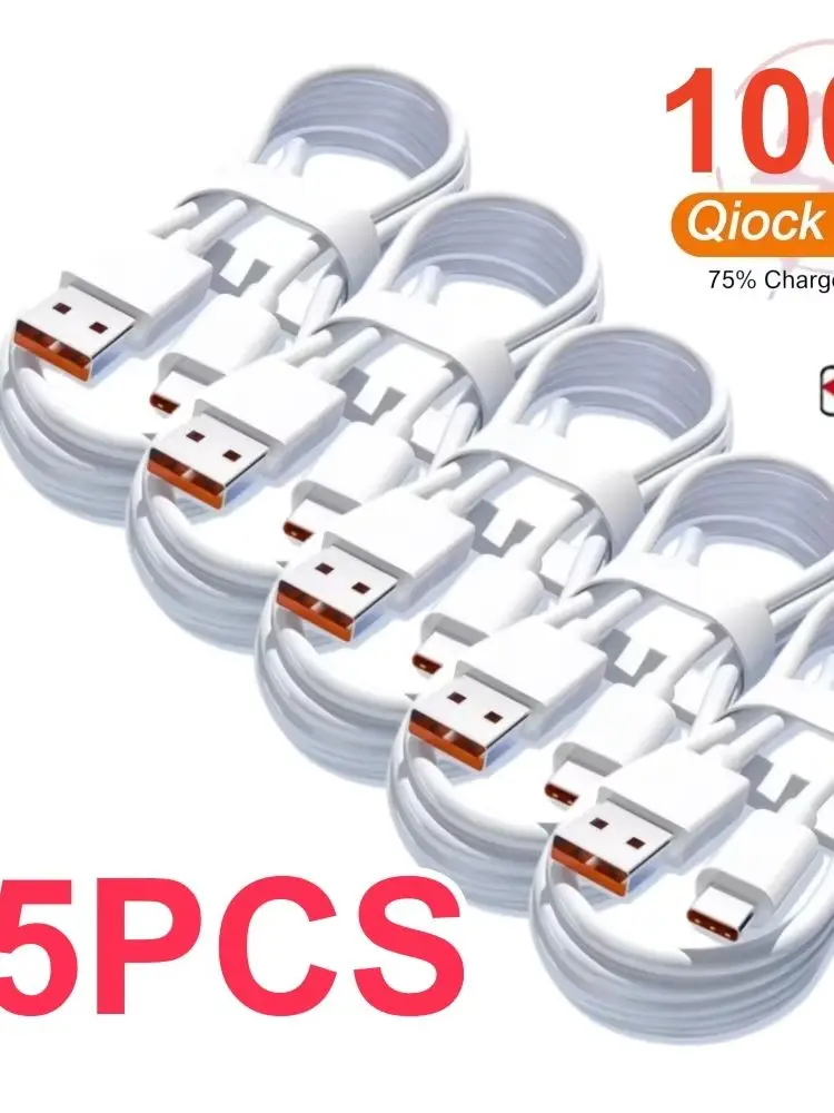 1/5 SZT. Kabel do super szybkiego ładowania 6A 100W Typ C, przewód do transmisji danych do Samsung Huawei Xiaomi Redmi, kable USB C do szybkiego ładowania — 2