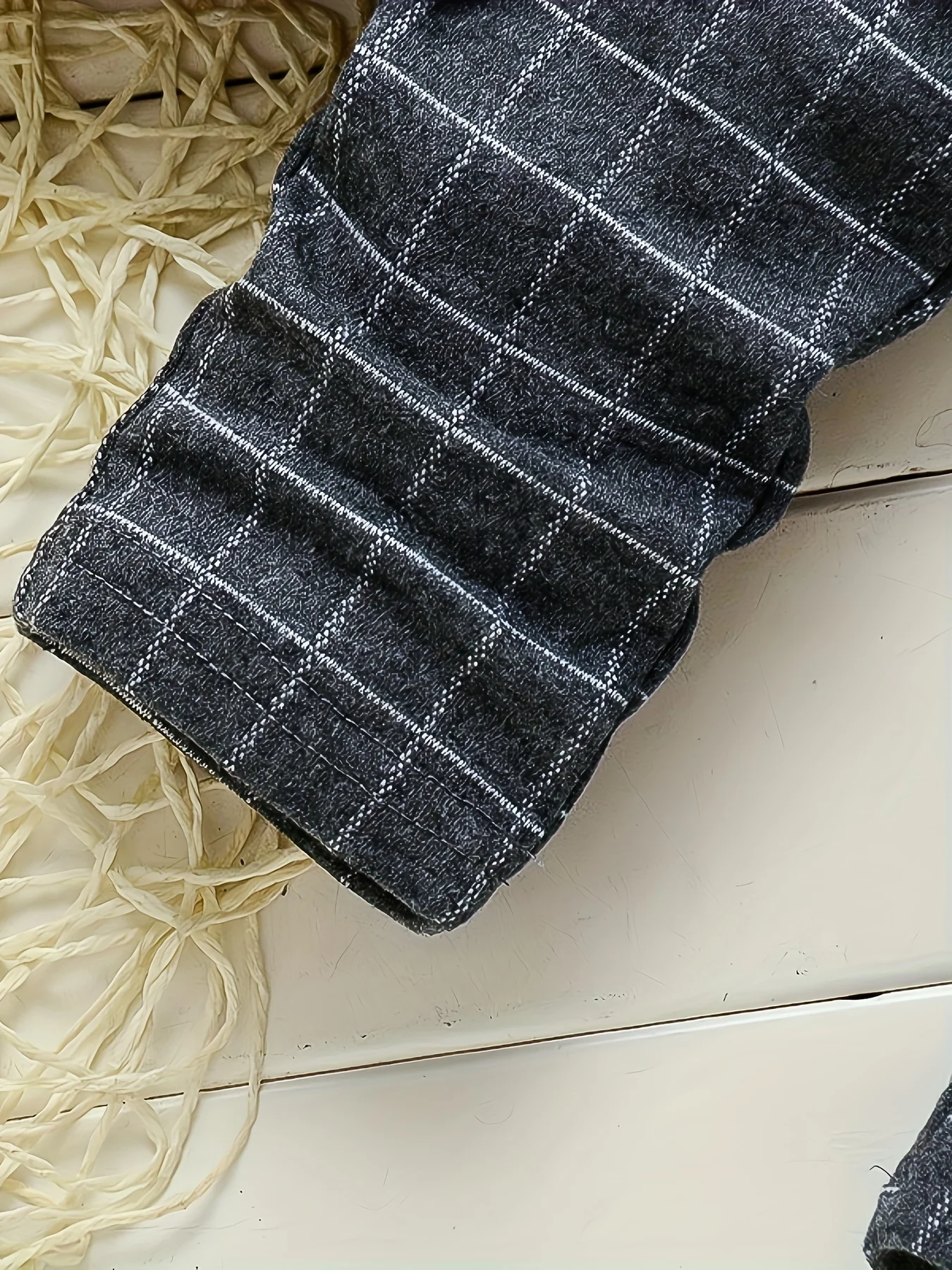 3-teiliges Gentleman-Outfit für Kleinkinder, Jungen, Revers-Langarmhemd, gestreifte Krawatte, karierte Hose mit elastischem Bund, formelle Freizeitkleidung für Kinder – Detail 5