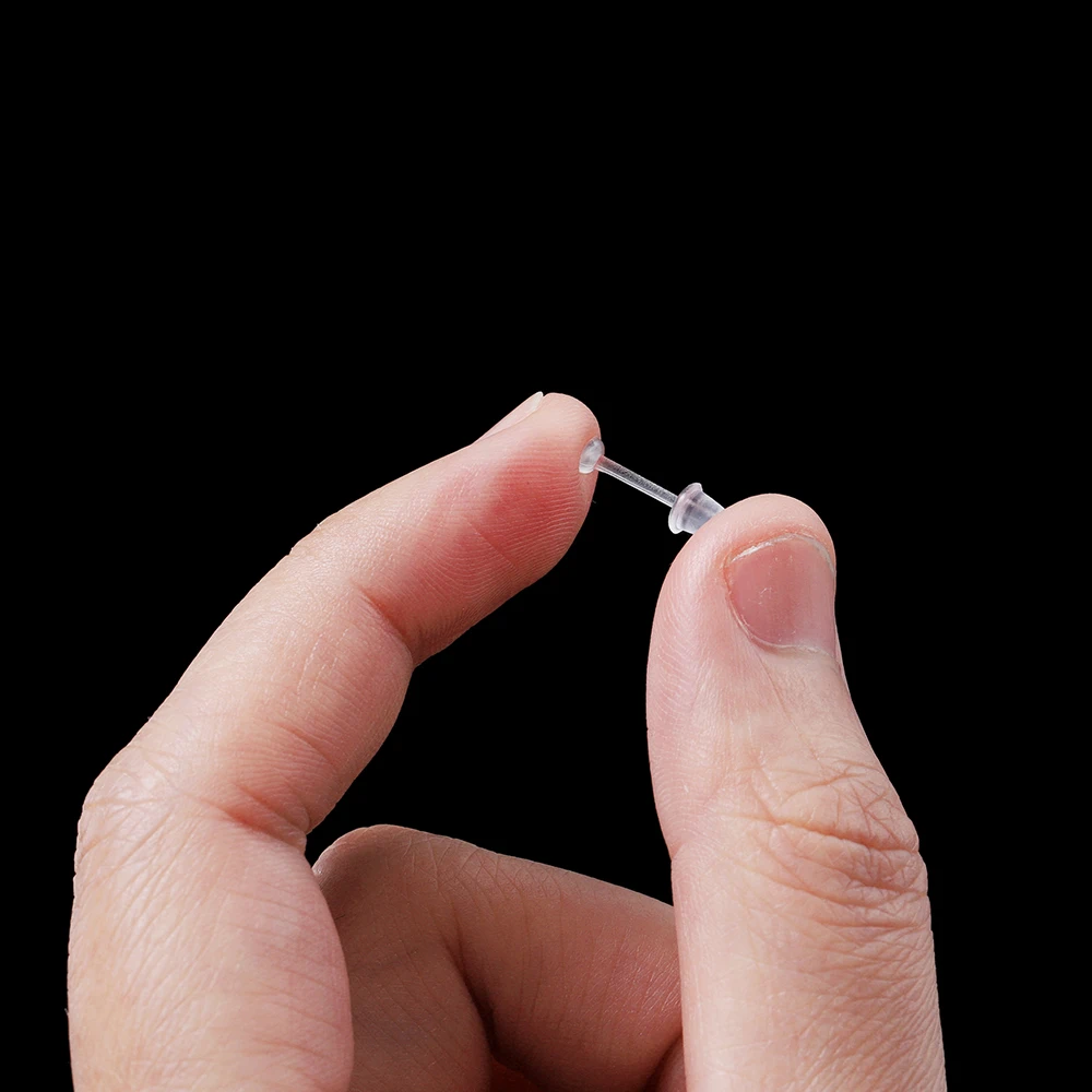 50-200Pcs 3mm Invisible Plastic Soft Silicone Rubber Earring Base Pins Stud Earring Piercing Retainer for DIY Earring Findings