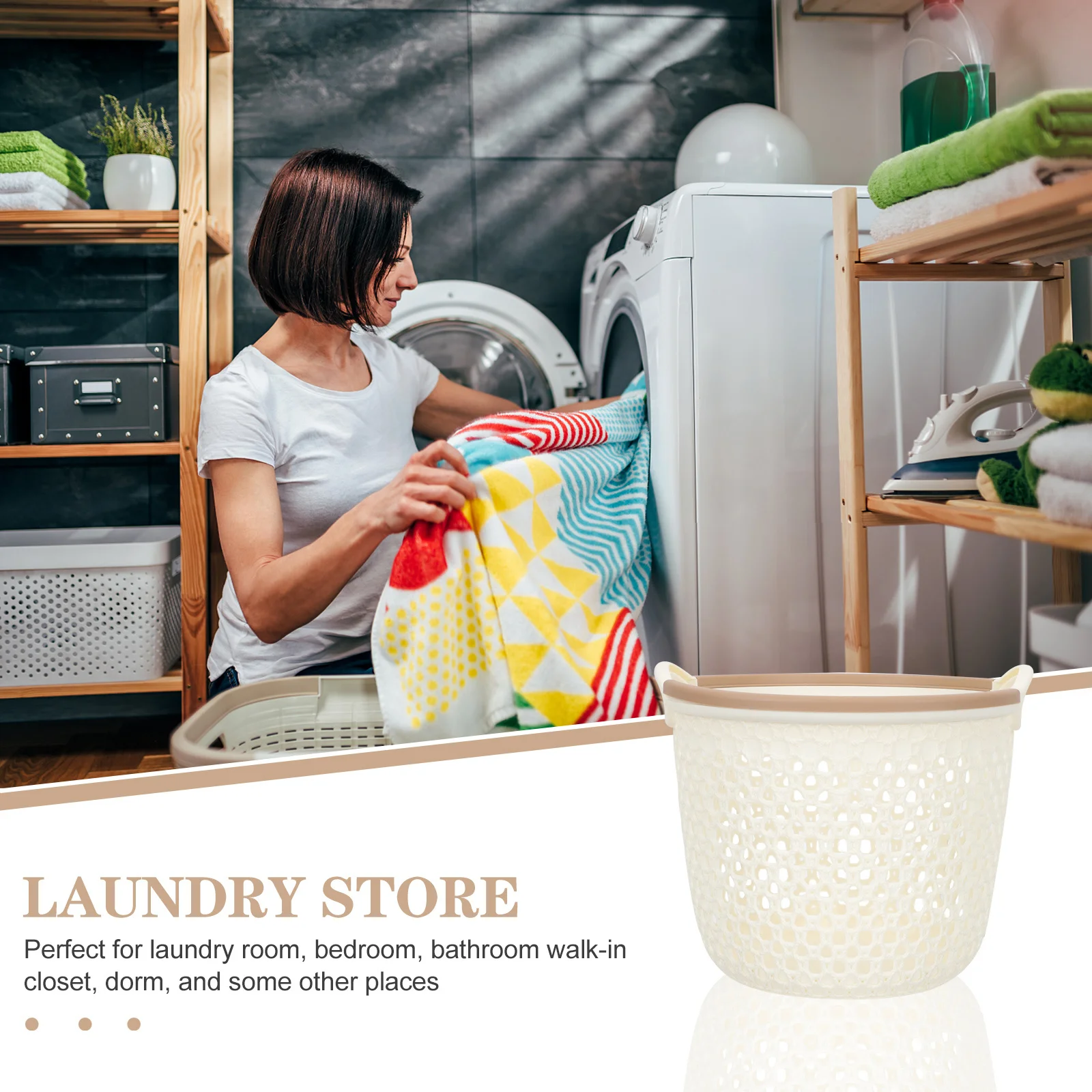 

Waterproof Plastic Laundry Hamper Large Capacity Hollow-Out Design For Bedroom Bathroom Closet Storage Basket Dirty