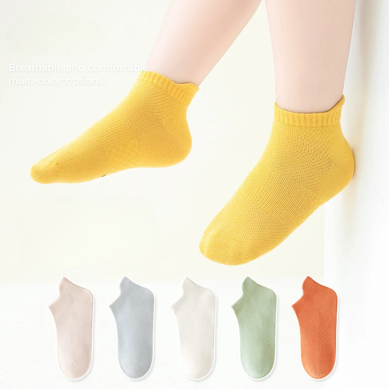 

Children's Socks Summer Thin Mesh Boneless A-Class Baby Solid Color Baby Sock Boys and Girls Mid Size Boat Sock Kids Socks