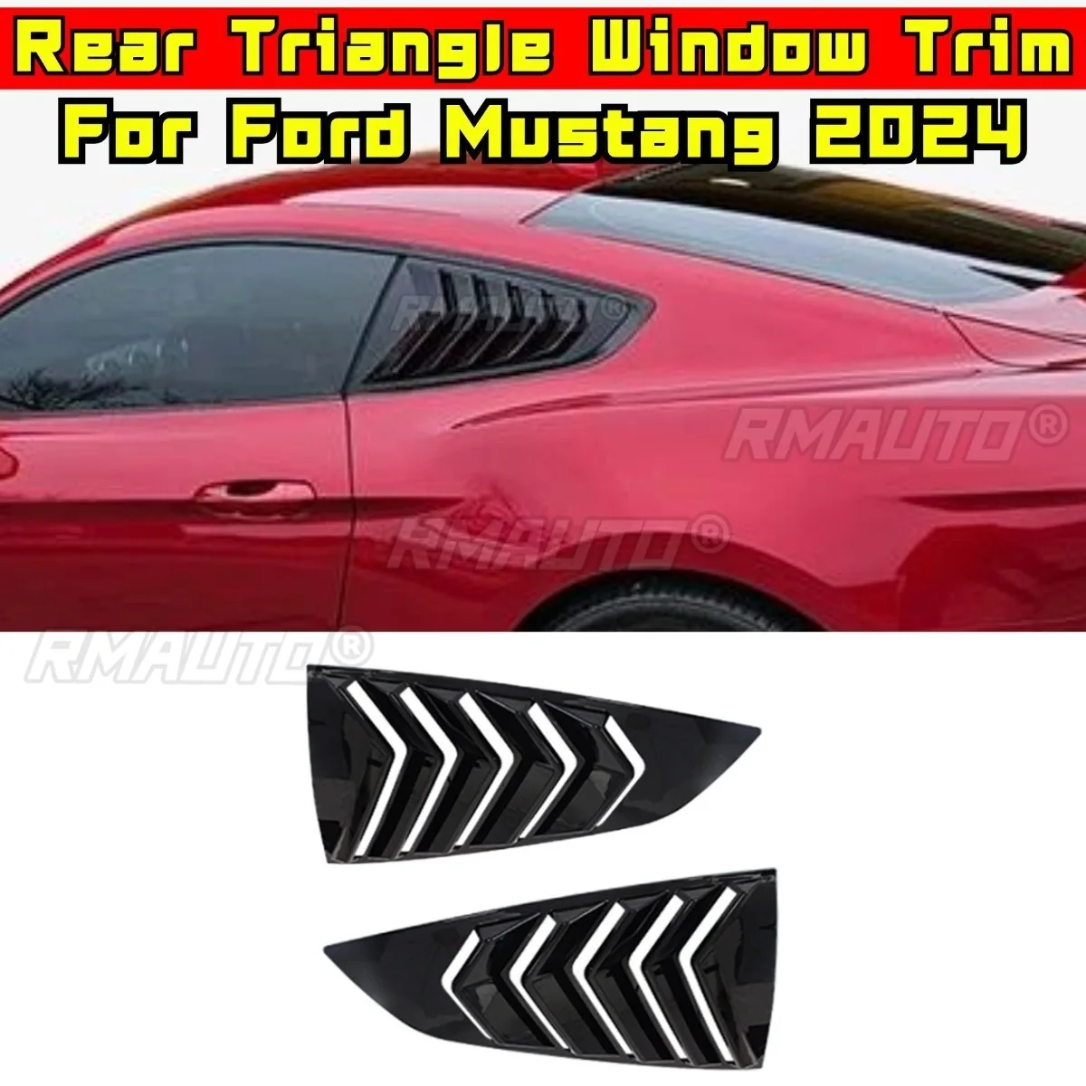 

For Mustang Car Rear Triangle Window Trim Body Kit for Ford Mustang 2024 Rear Side Vent Window Trim Cover Car Accessories