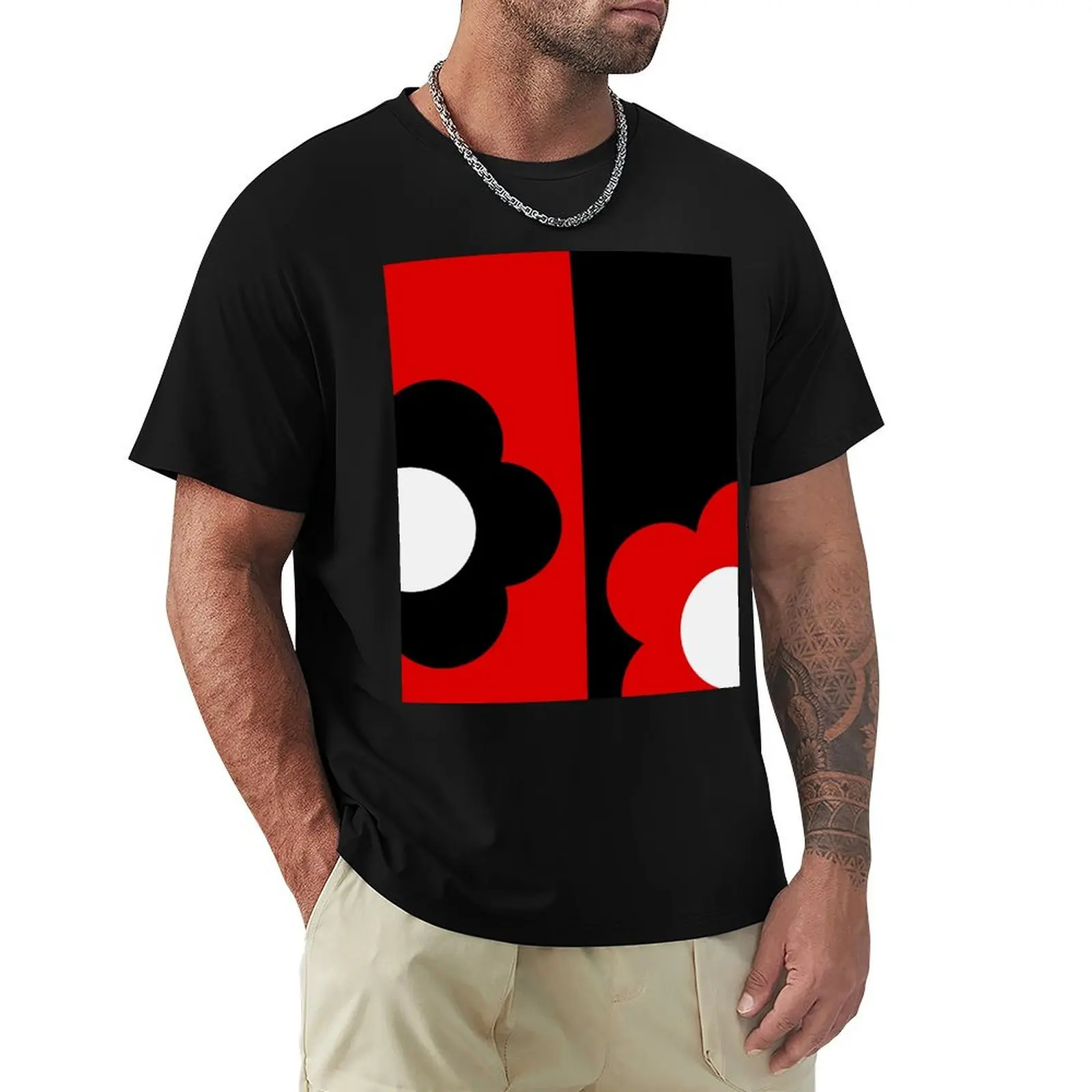 

Retro Red and Black Flowers T-Shirt graphic t shirt vintage cute clothes designer t shirt men