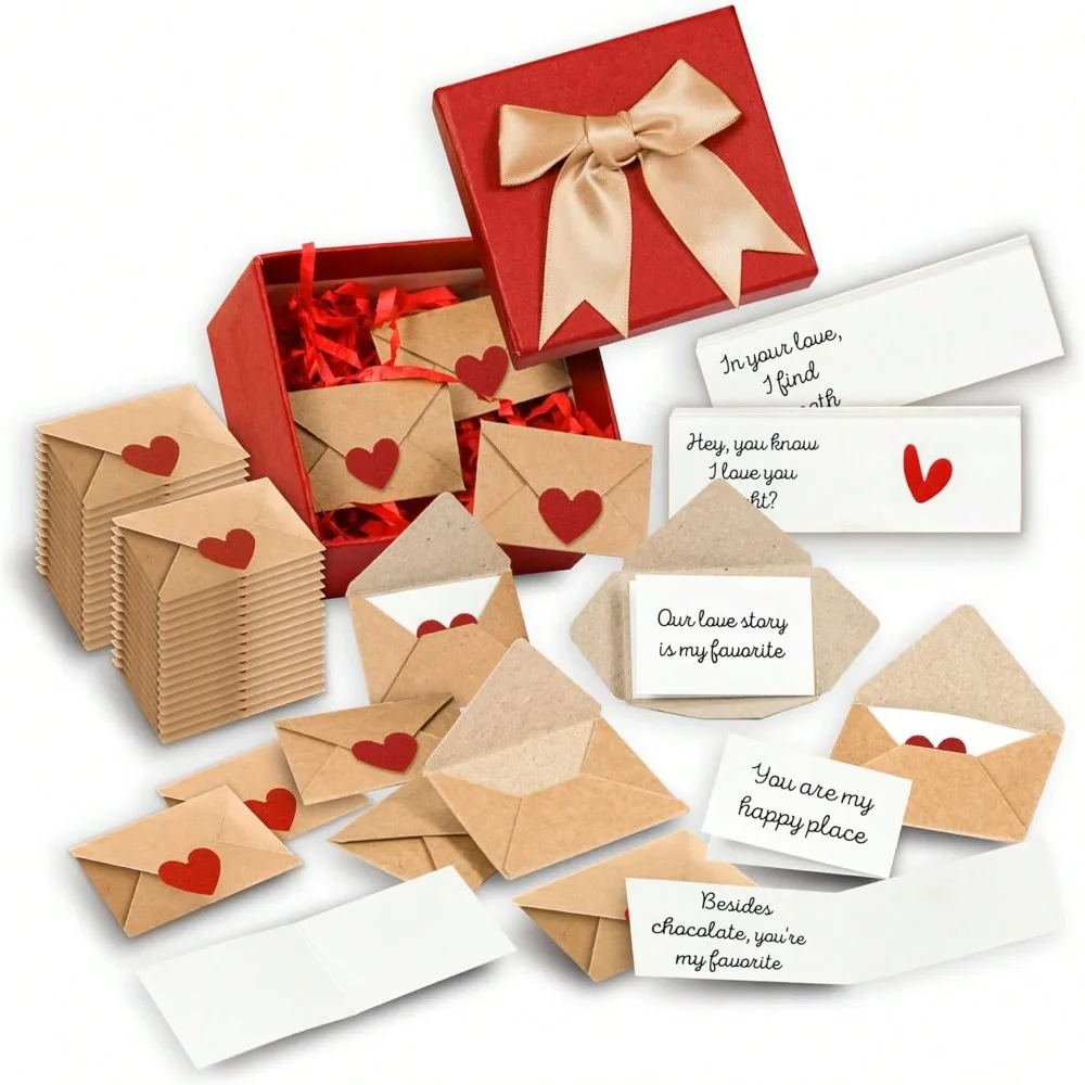 30/60 pièces de petites cartes d’amour avec enveloppes, cartes pour la Saint-Valentin, cadeaux romantiques pour un anniversaire, un anniversaire de mariage ou Noël.