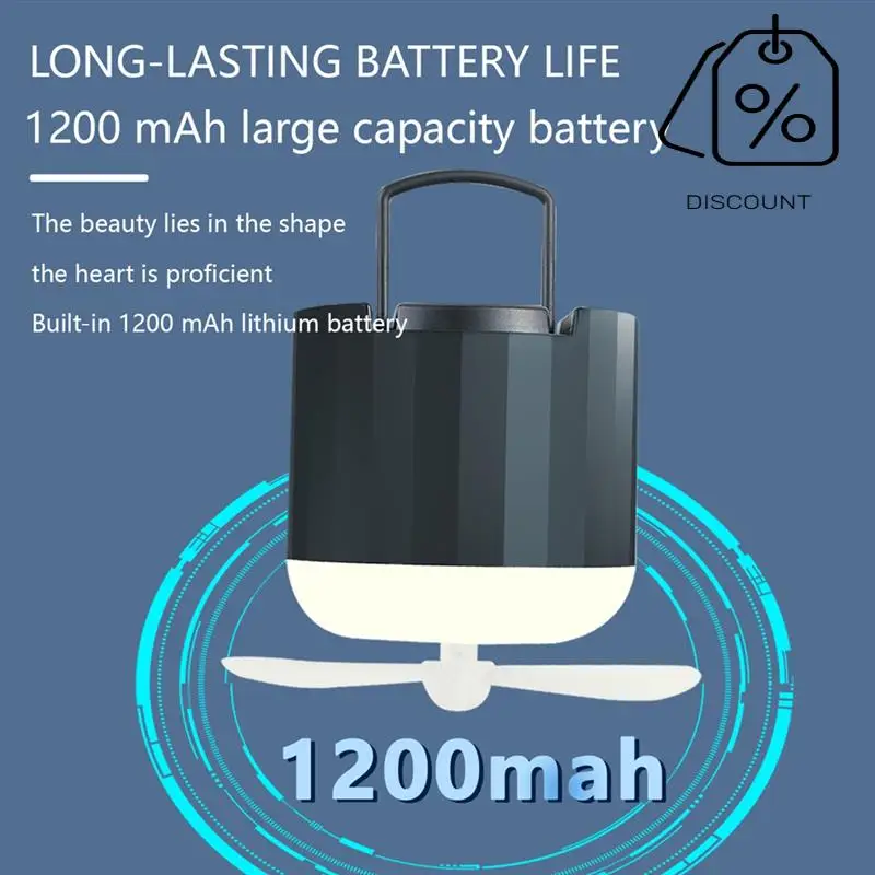 Camping Fan Light Rechargeable Fan USB Powered Fan With Light &Hook Tent Fan For Camping Fan Multifunctional Table Fan-AT30
