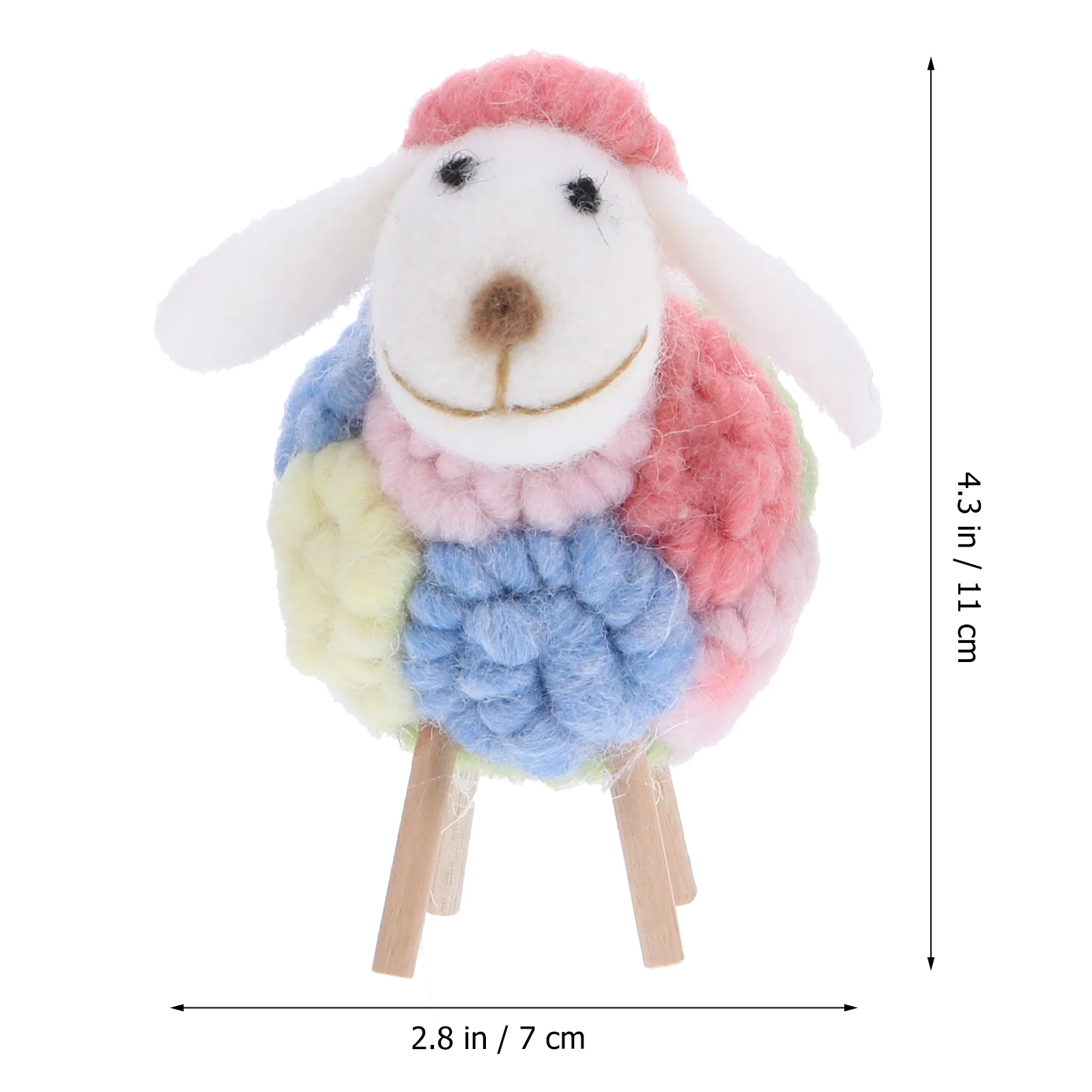 2PCS Wool Felt Craft nament Figurines Adorable Lamb Home Decor Tabletop Miniatures Soft Kids Friends