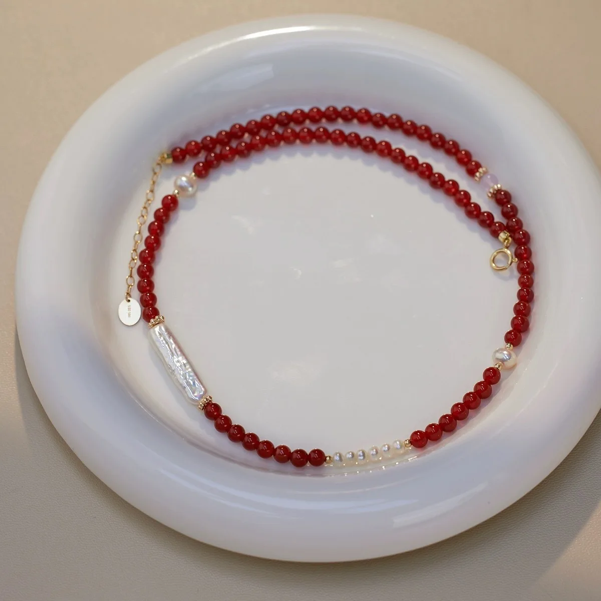 New Arrival Natural Freshwater Pearl & Red Agate 14K Gold Filled Female Jewelry Sets For Women Necklace Bracelet Birthday Gifts