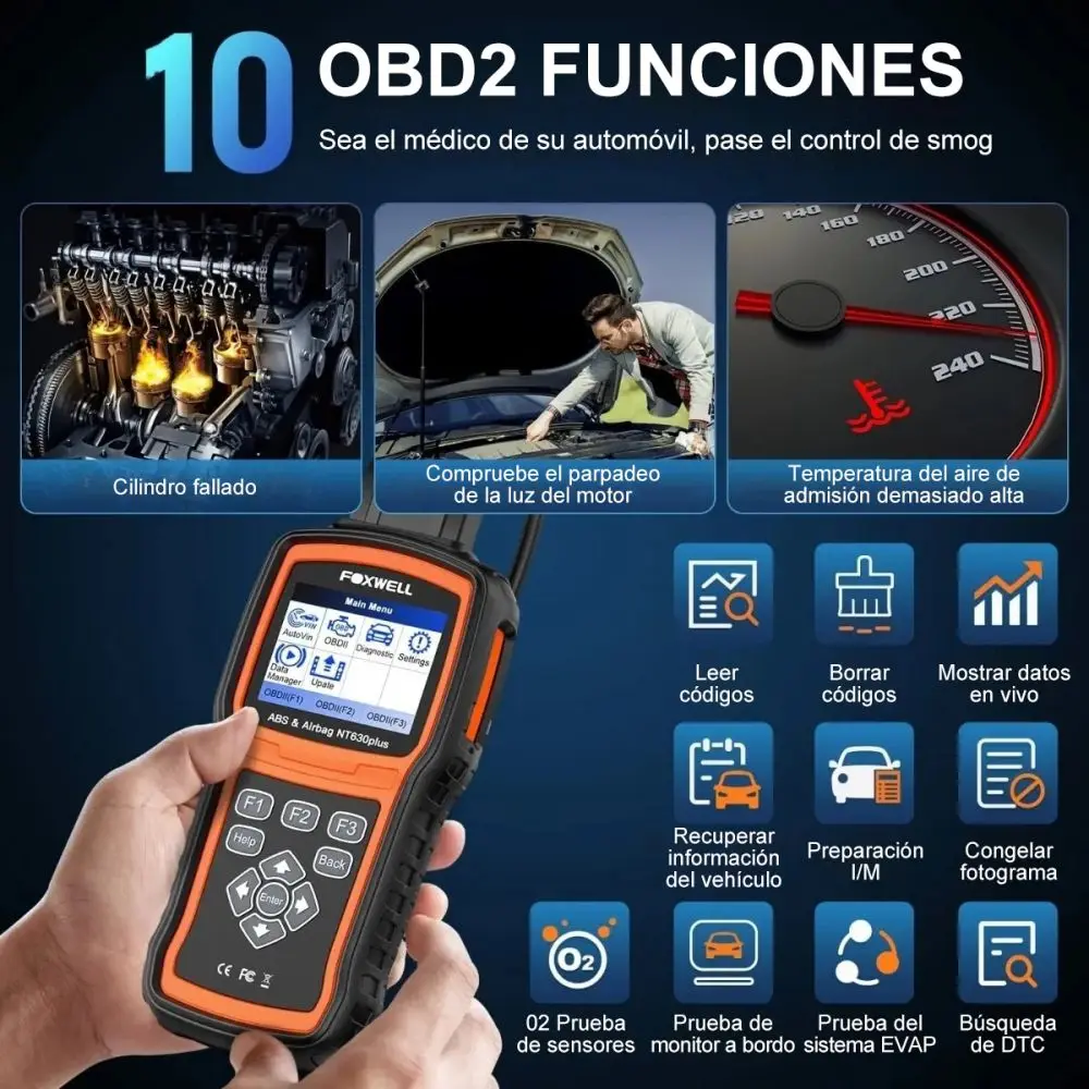 Foxwell NT630 Plus OBD2 Code ReaderABS Bleeding SRS Reset Active Test OBD Diagnosis Scanner Auto Tools