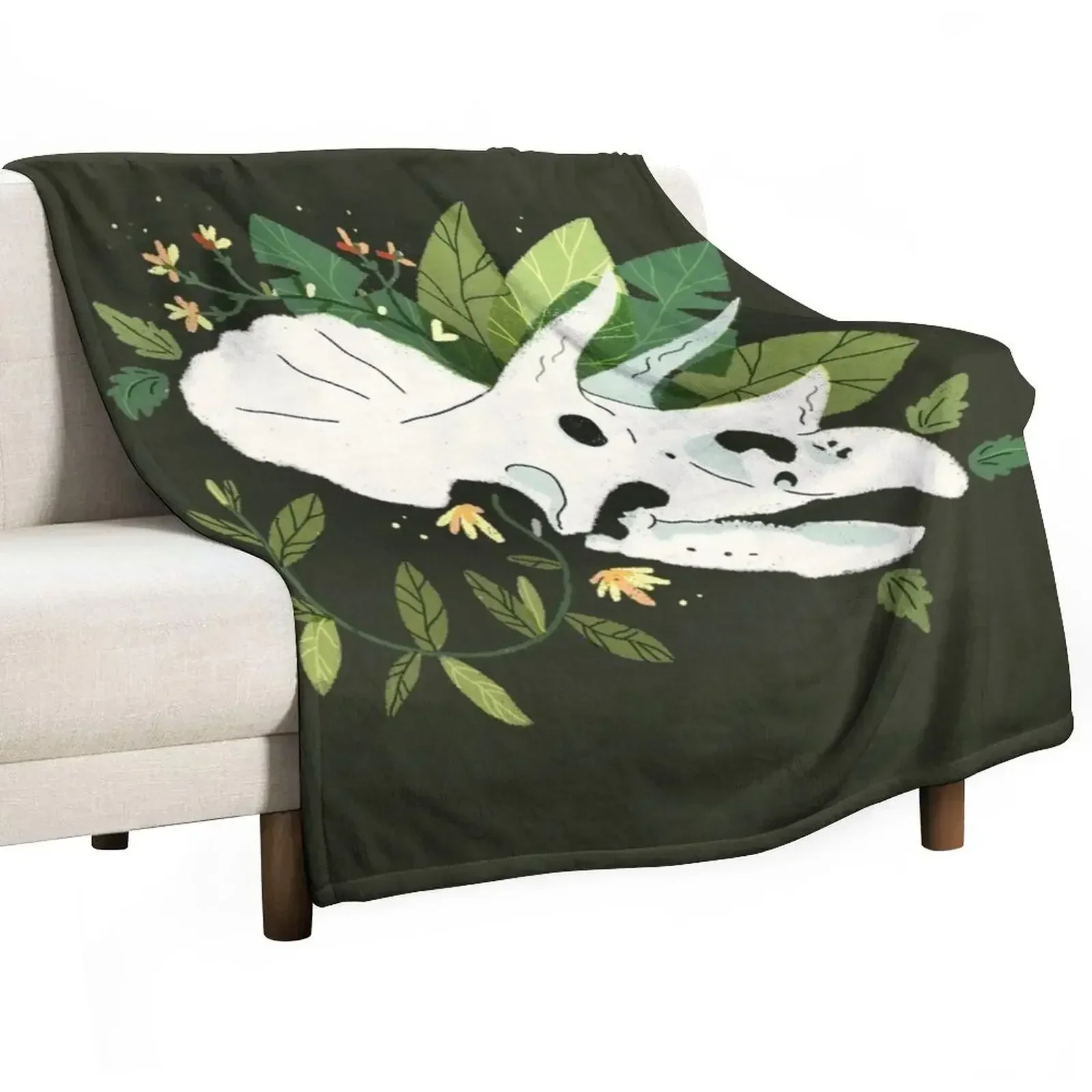 Another Triceratops? Throw Blanket Sofa Throw Beautifuls Plaid on the sofa Sofas Flannel Fabric Tourist Blankets