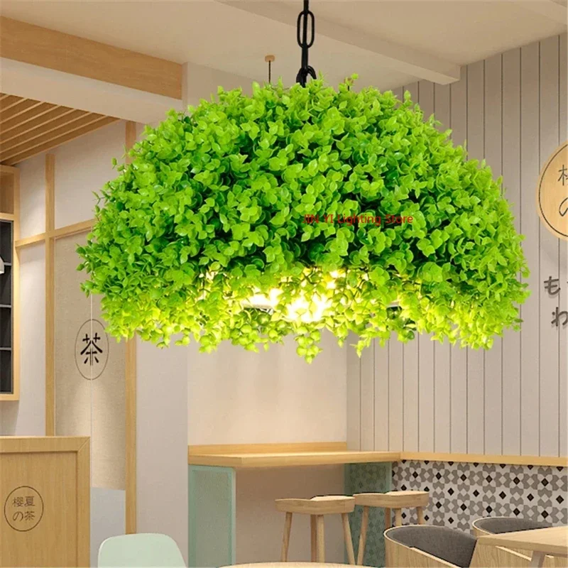 Imitation Plant Chandelier  For Restaurant And Bar Industrial Loft Decoration Retro Lighting Inner Cover Silver