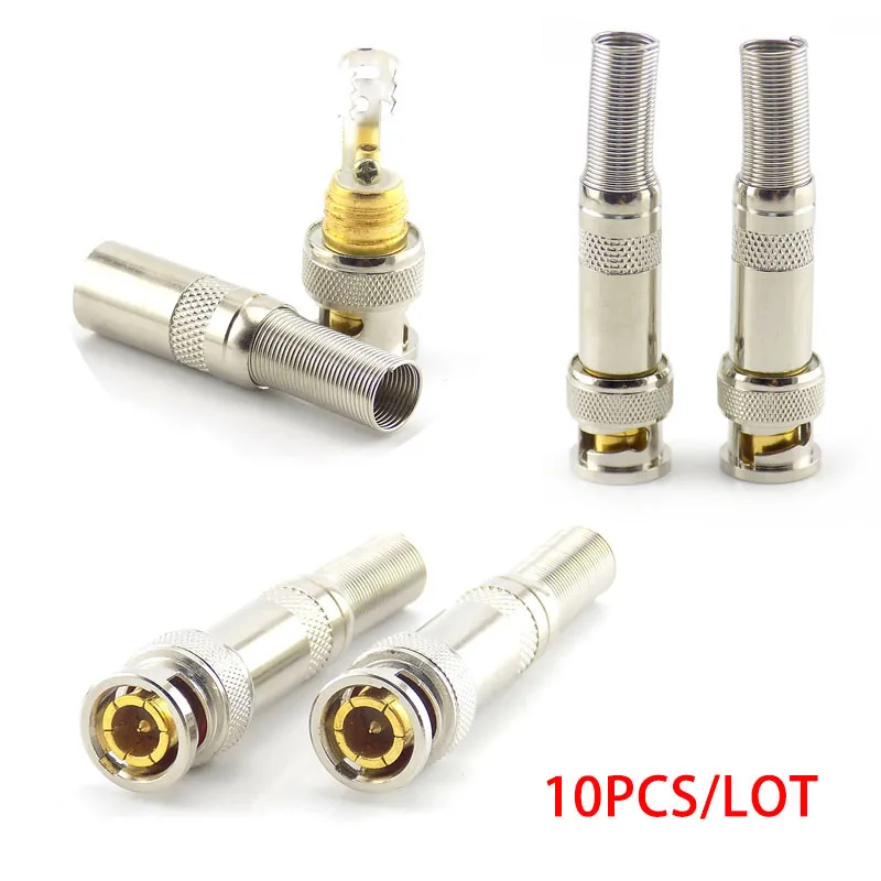 10 buah konektor laki-laki BNC ke steker adaptor kabel putar koaksial RG59 Aksesori cctv untuk sistem keamanan kamera video H10