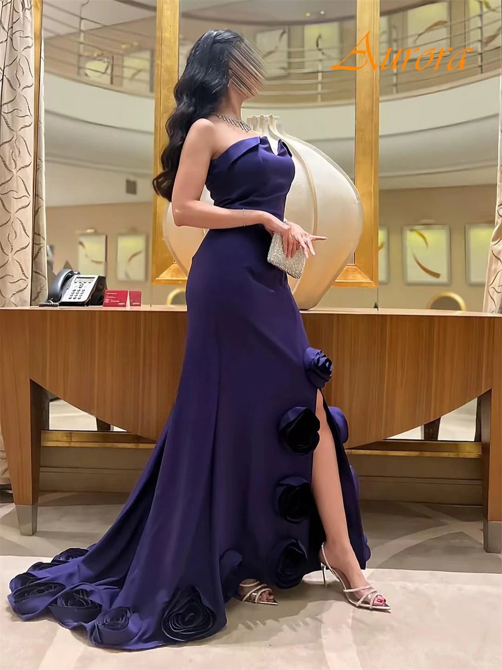 Customized Elegant Strapless Evening Dress and Temperament Jersey Special Occasion Gowns and Delicate Flowers Cocktail Dresses