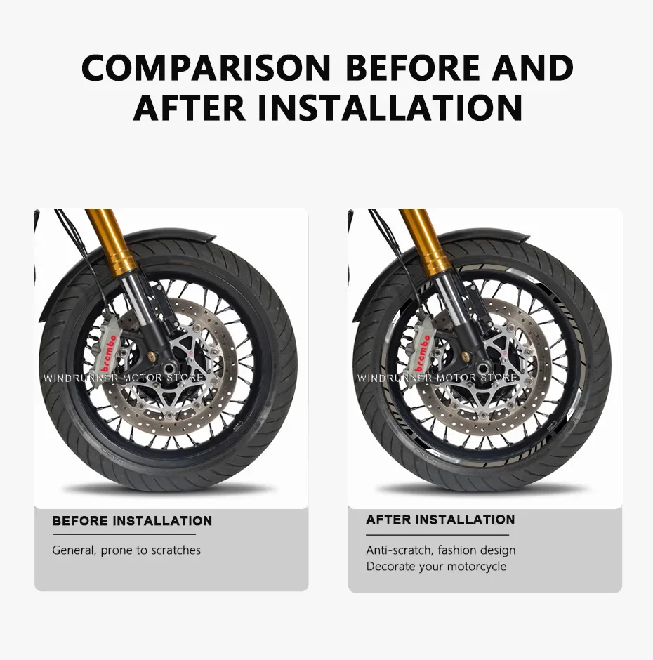 

For HONDA CB650R Motorcycle Rim Sticker Wheel Hub Stripe Tire Decal Tape 17" inch