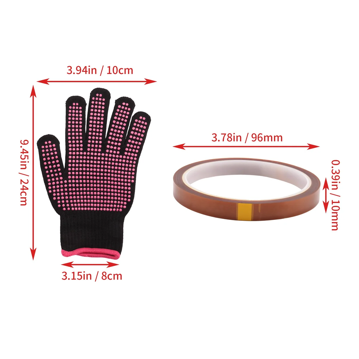 Heat Resistant Gloves and 3 Rolls 10mm X33M 108Ft Heat Press Tape, Heat Proof Gloves Glove Thermal Tape Sublimation Tape