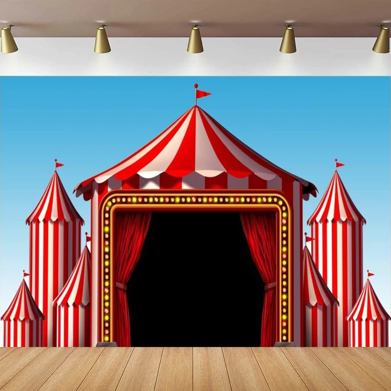 

Circus Photography Backdrops For Red Tent Carnival Baby Shower Kids Birthday Party Banner Background Photo Booth Props Poster