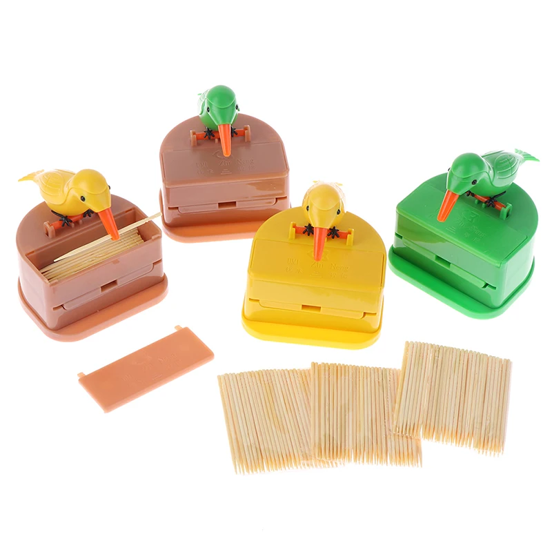 Toothpick Holder Dispenser Press Type Toothpick Bucket Bird Design Creative Toothpick Box Push Button Container