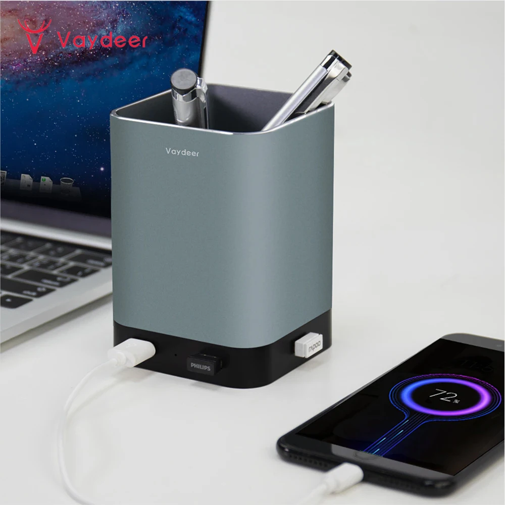 4 ports USB Desktop Pen Holder Aluminum Docking Station For MacBook Air Pro Computer Laptop PC USB HUB Pen Container Organizer