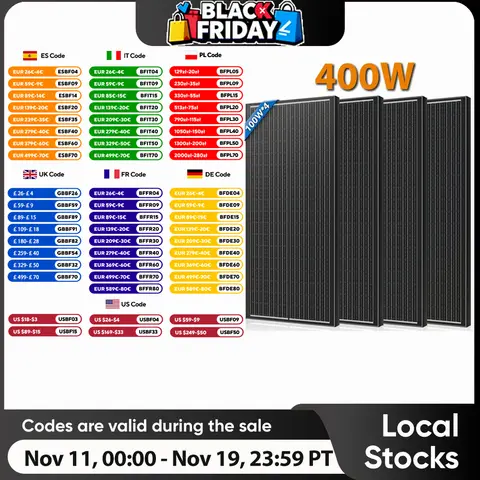 WERCHTAY 12V 400W/200W/100W Rigid Solar Panel Monocrystalline Silicon Waterproof 18BB N-Type Solar Cells Camping/Home/RV