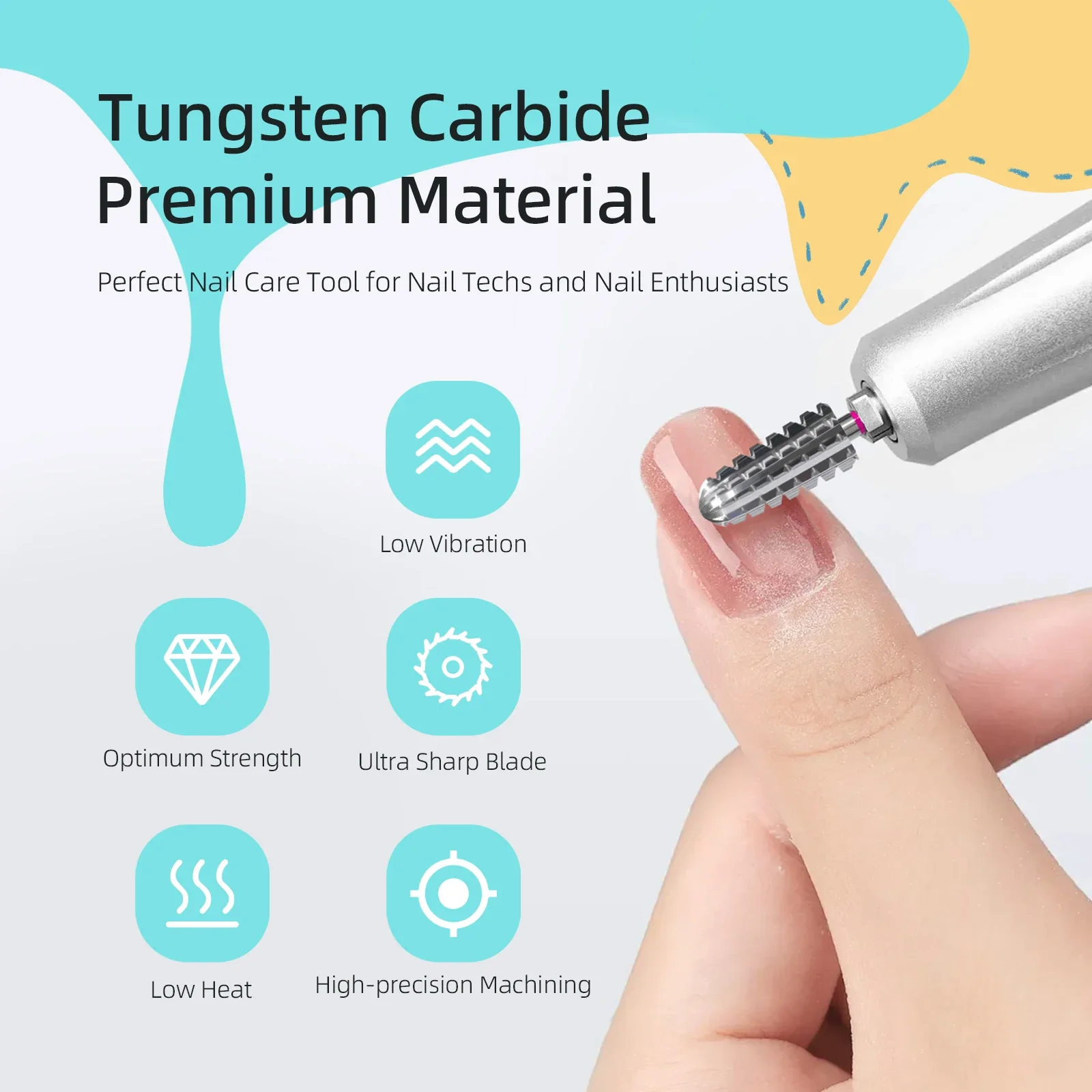 HYTOOS-Forets à ongles en carbure constants ique, foret à ongles conique bidirectionnel professionnel, dissolvant de gel acrylique, outils d'accessoires, N64.3/32