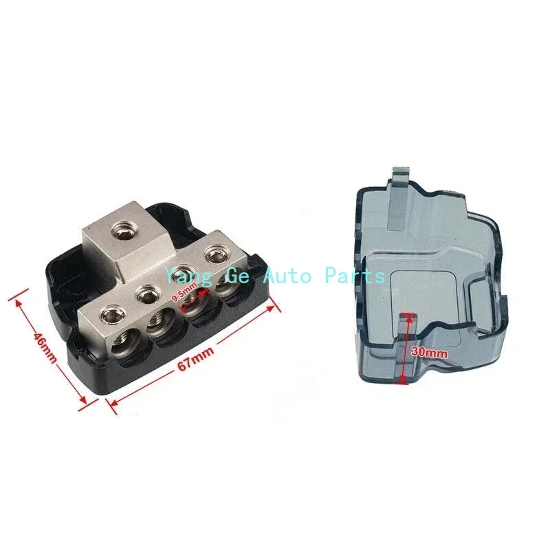 Car Audio Power Fuse Holder Distribution Block Junction Box Platinum Series 1/0 Gauge in To 4 Gauge Out Electric Wire Connector