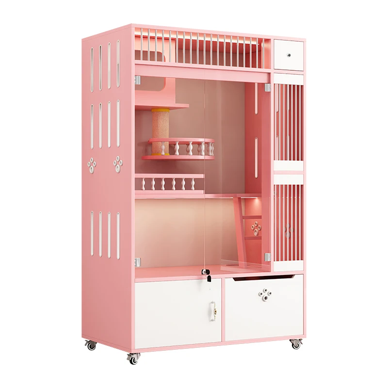 Gran oferta, Villa de madera de lujo para gatos, cama nido, jaula para mascotas de madera maciza, casa para gatos, escaparate para gatos