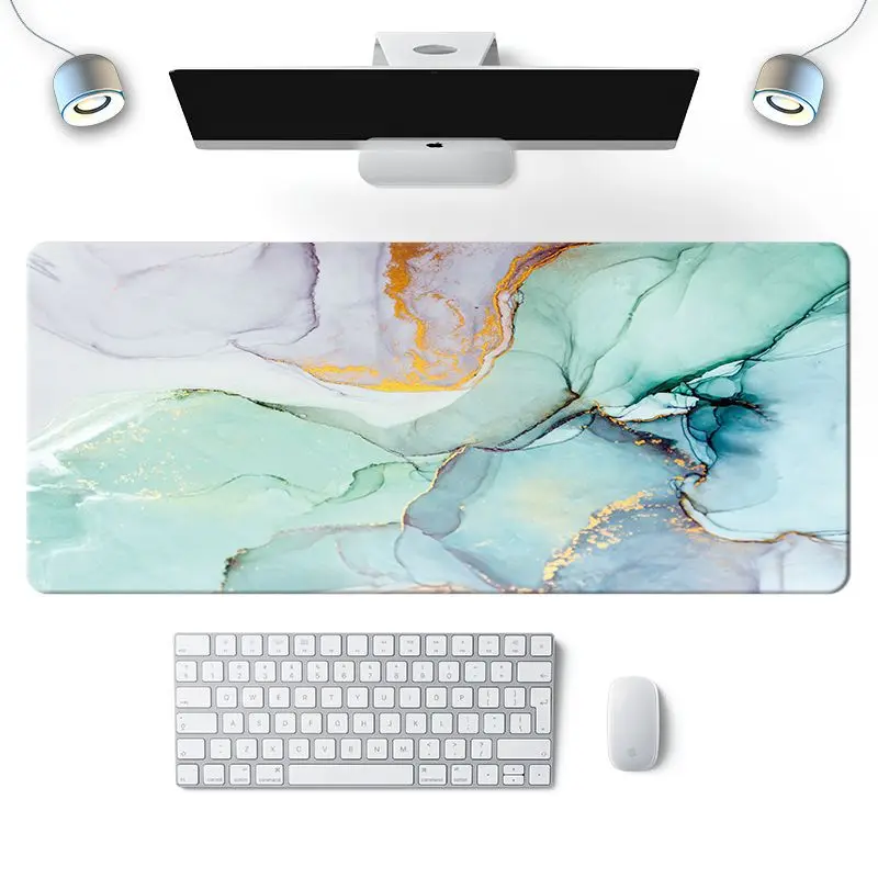 Light Green Marble Pattern Large Gaming Mouse Pad Computer HD Keyboard Mouse Pad Desk Pad