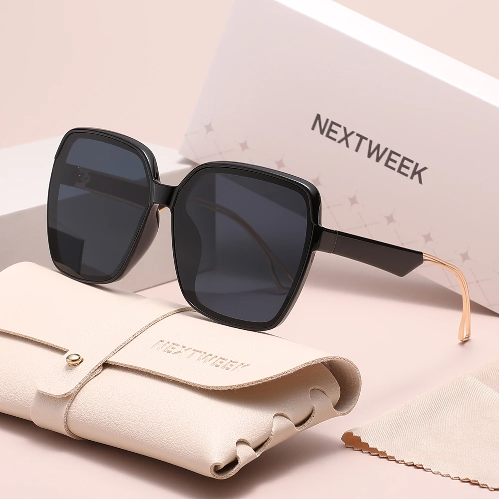 

NEXTWEEK Thick Frame Sunglasses Fashion Driving Travel Large Glasses For Men Women UV400 Eyewear