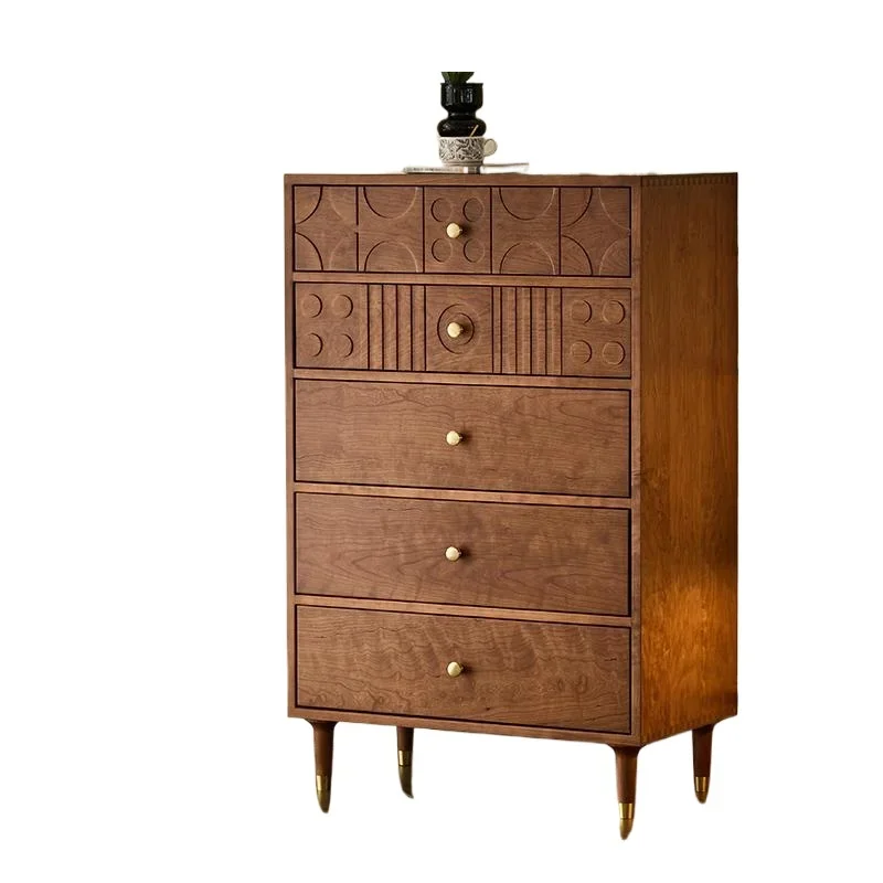 

Storage side cabinet, entrance modern simple French retro cherry wood bedroom chest of drawers