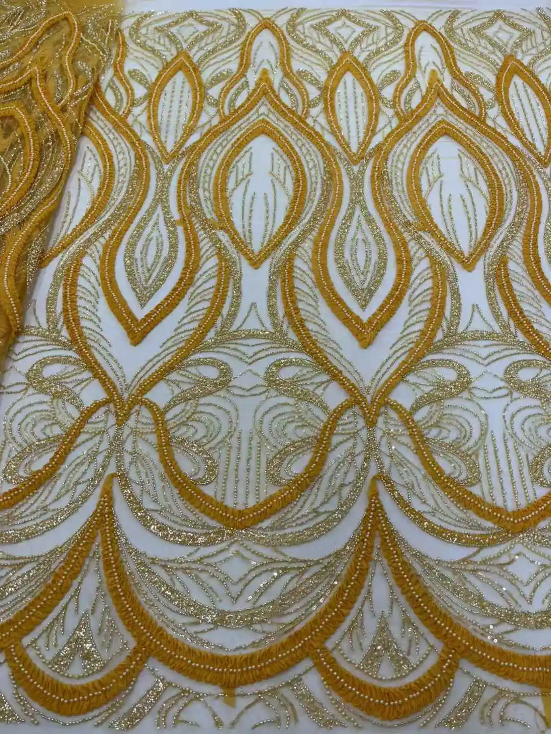 

Luxury 5Y Hot Sale Fashion Design Africa High Quality Embroidery Beads Net Lace Sequins In Multi Colors For Wedding or Party